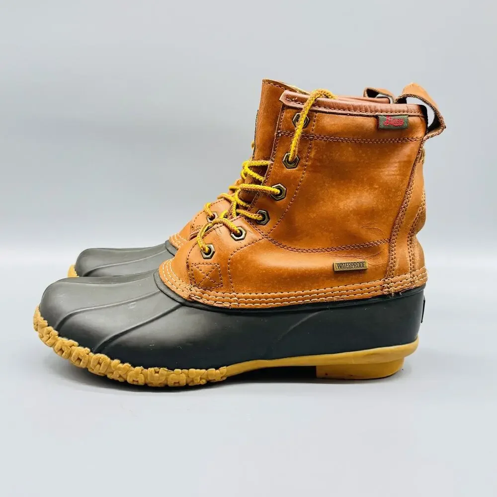 G H Bass Boots Mens Size 8 Waterproof Duck Leather Rubber Sole Outdoor Hiking